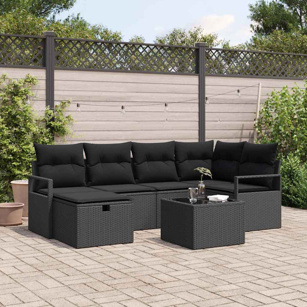 Garden Sofa Set with Cushion with Storage Poly Rattan