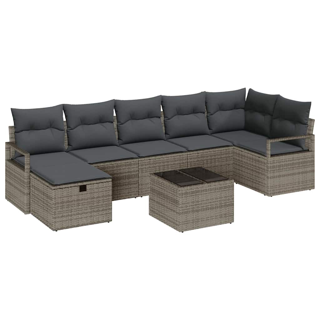 Garden Sofa Set with Cushion 8 pcs Grey Poly rattan