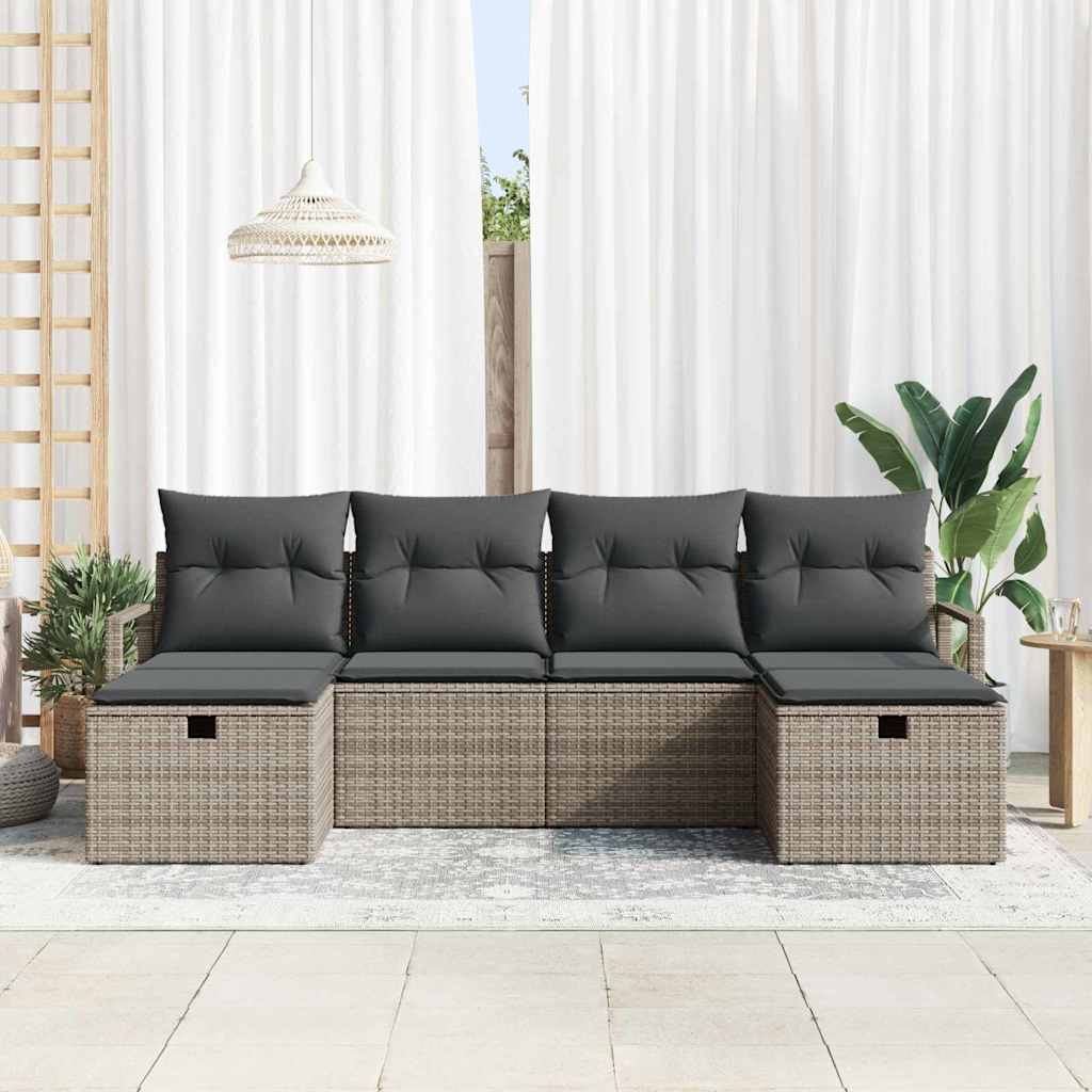 Garden Sofa Set with Cushion 6 pcs Grey Poly rattan