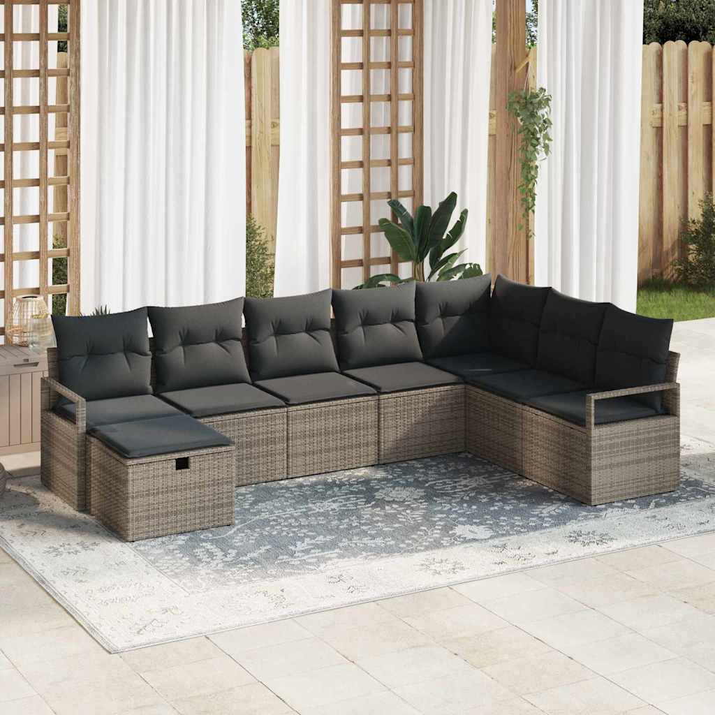 Sofa Set with Cushion 5 pcs Poly Rattan