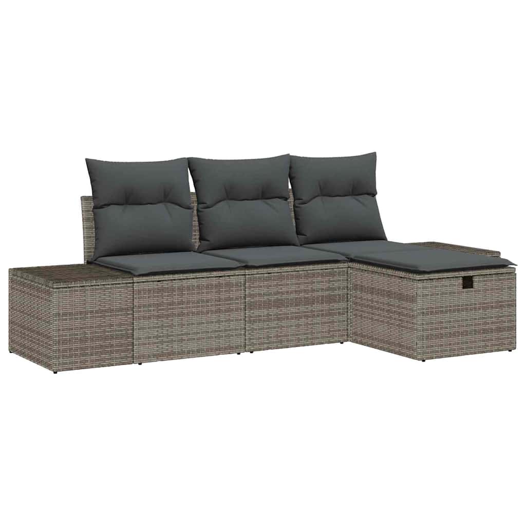 Sofa Set with Cushion 4 pcs Poly Rattan