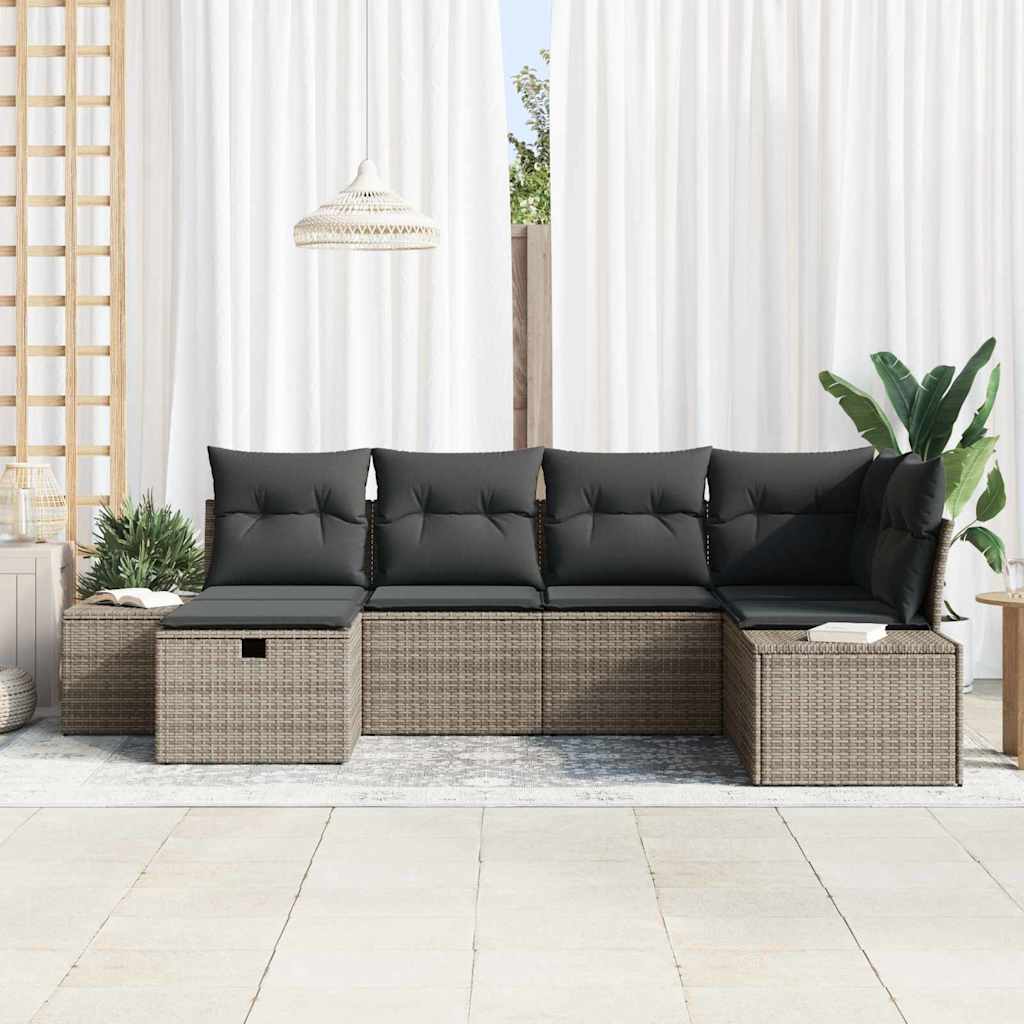 Sofa Set with Cushion 7 pcs Poly Rattan