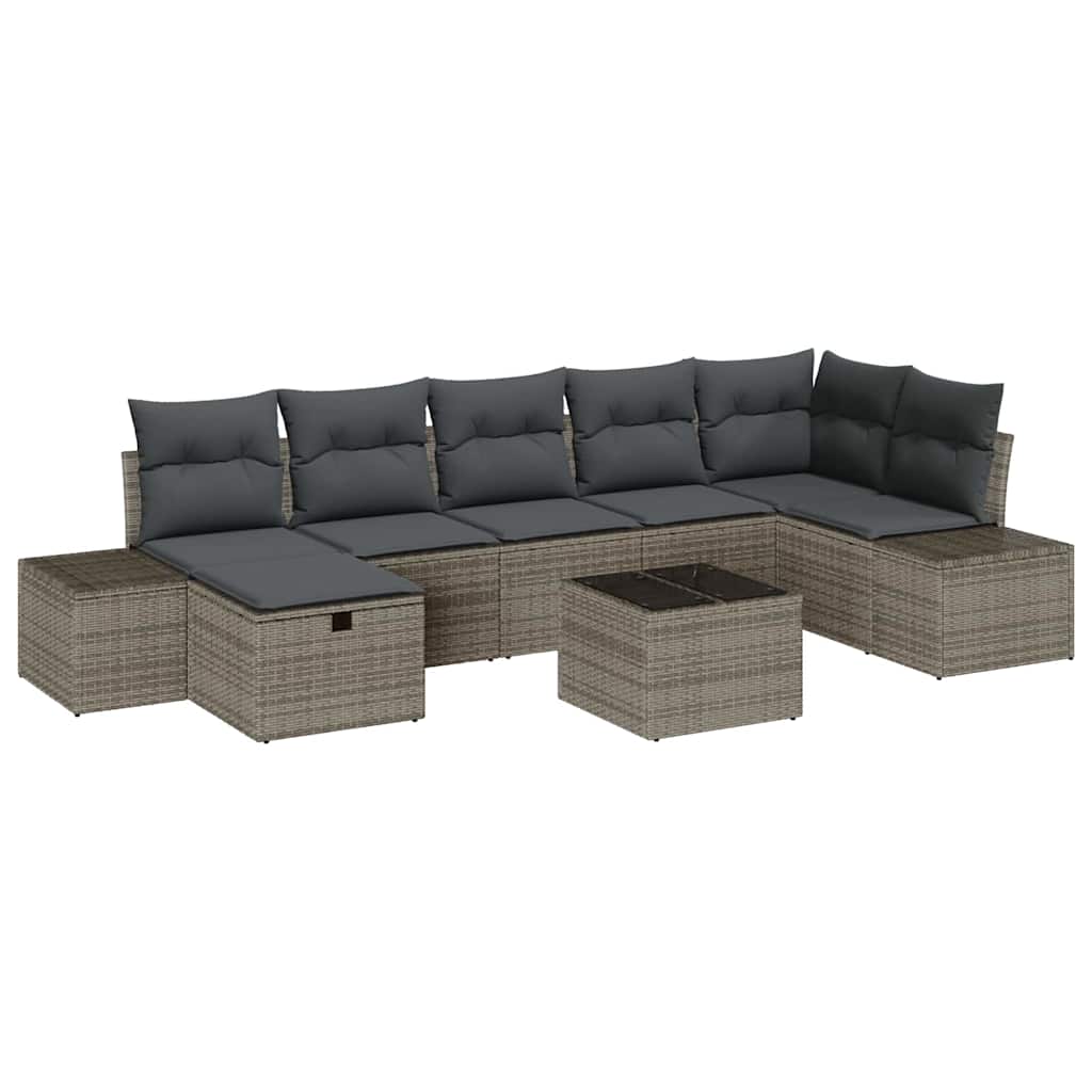 Sofa Set with Cushion 7 pcs Poly Rattan