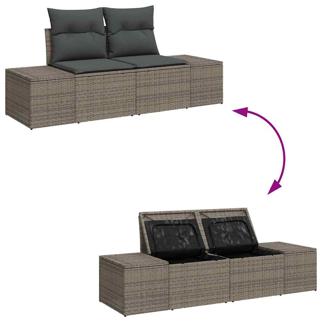 Garden Sofa Set with Cushion 6 pcs Grey Poly rattan