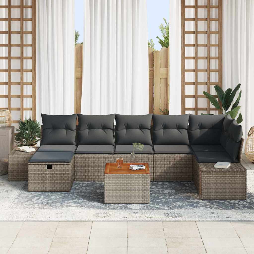 Garden Sofa Set with Cushion 8 pcs Grey Poly rattan