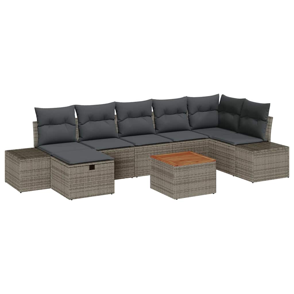 Garden Sofa Set with Cushion 8 pcs Grey Poly rattan