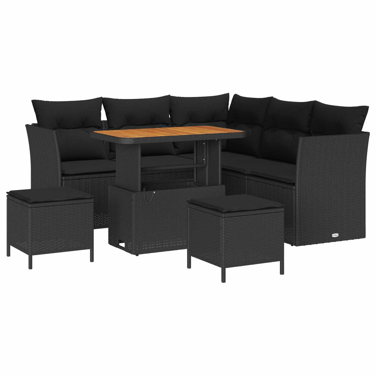 Garden Sofa Set Height-Adjustable 8 pcs Black Poly Rattan