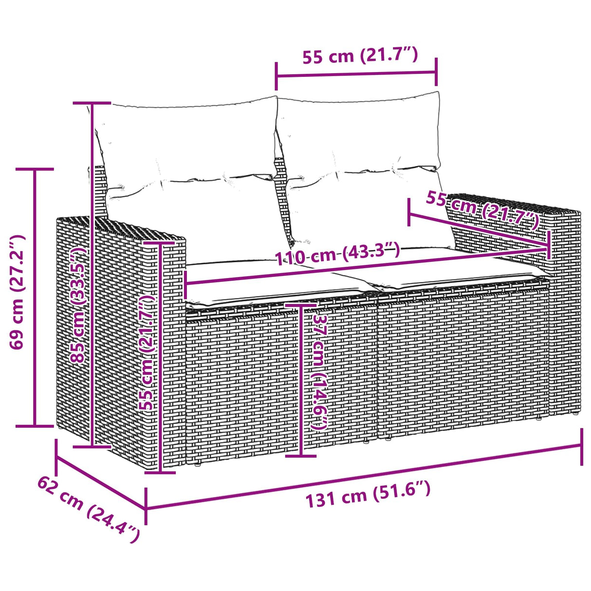 Garden Sofa Set Height-Adjustable 10 pcs Black Poly Rattan