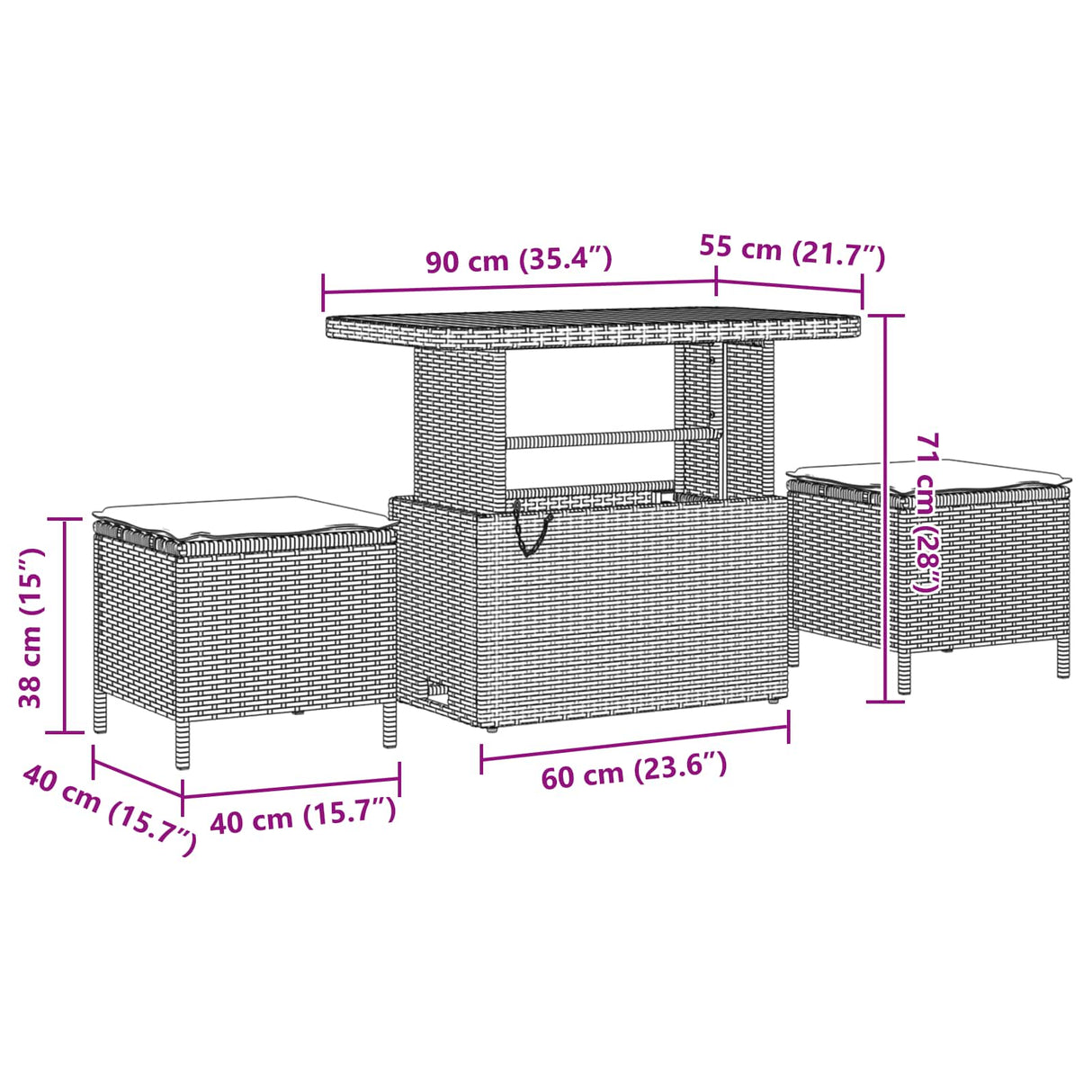 Garden Sofa Set Height-Adjustable 8 pcs Black Poly Rattan