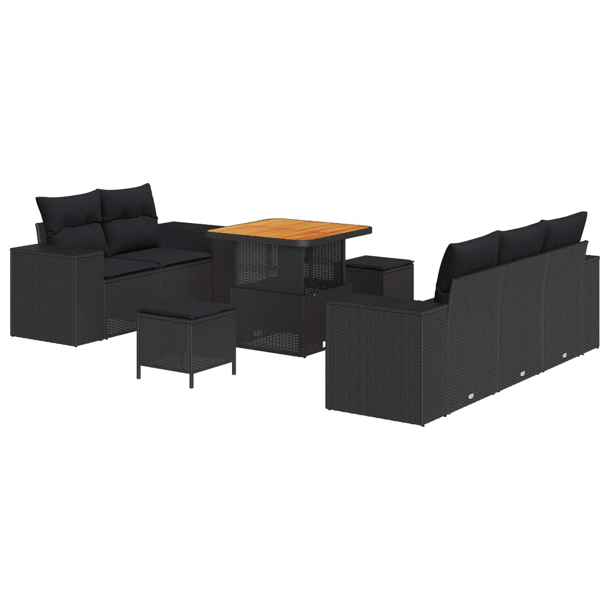 Garden Sofa Set Height-Adjustable 8 pcs Black Poly Rattan