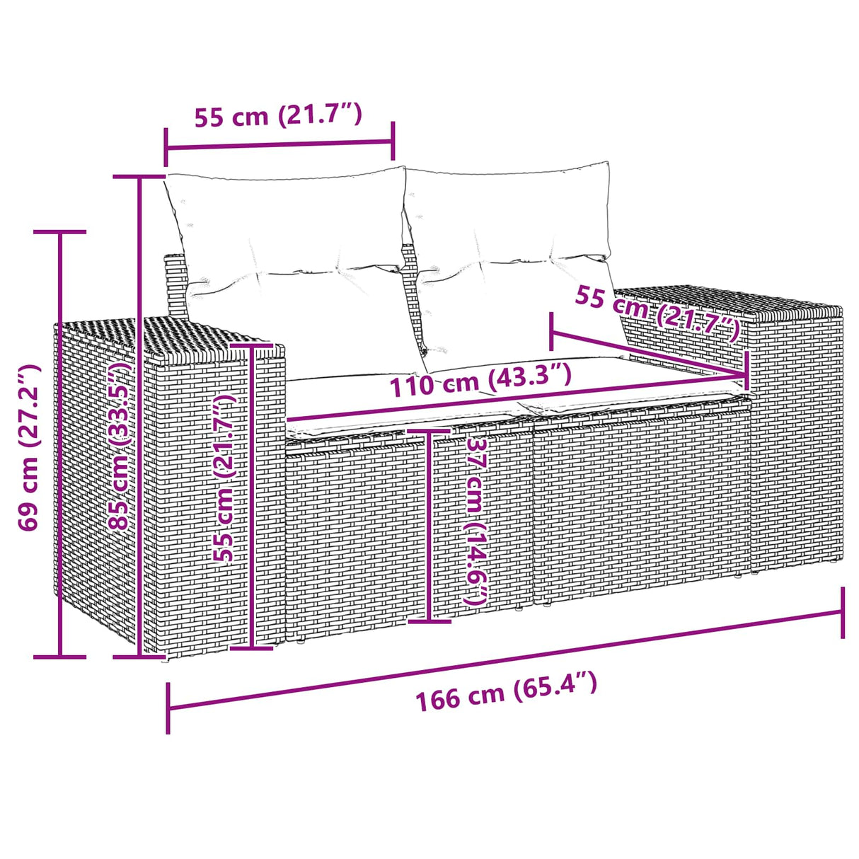 Garden Sofa Set with Cushion 9 pcs Black Poly rattan