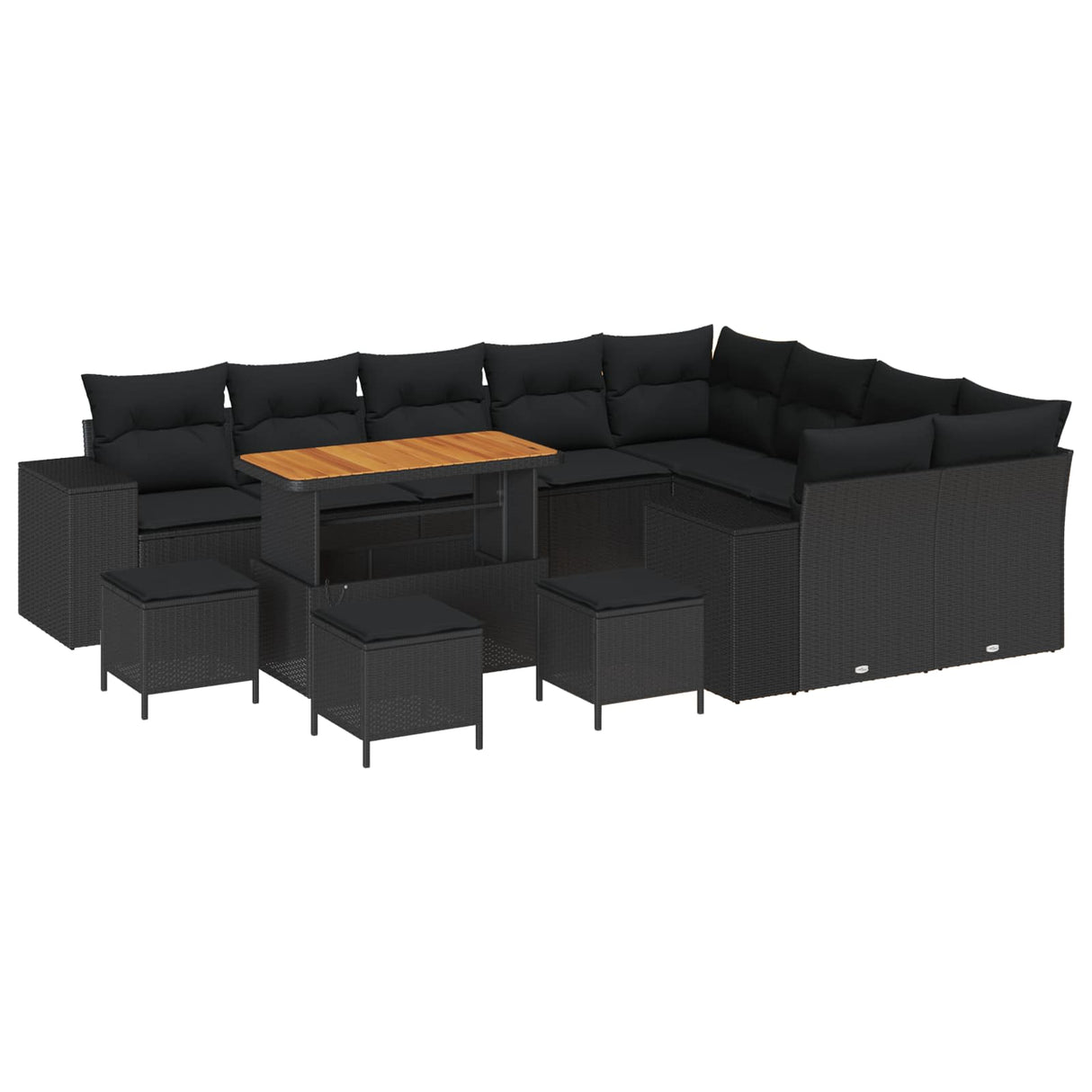 Garden Sofa Set with Cushion 13 pcs Black Poly Rattan