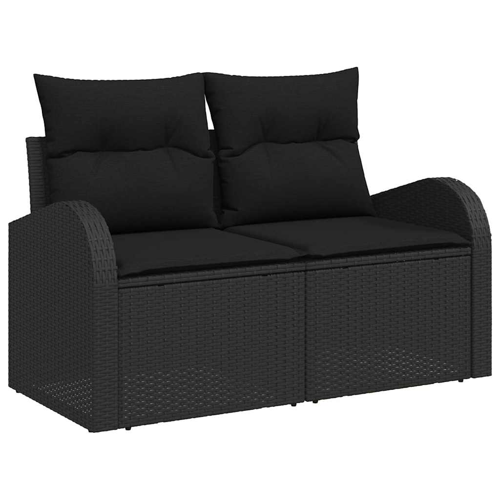 Garden Sofa Set with Cushion 11 pcs Black Poly rattan
