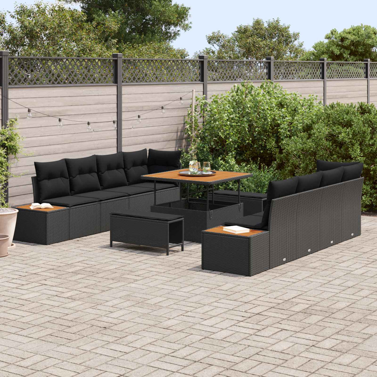 Garden Sofa Set 11 pcs Black Poly Rattan