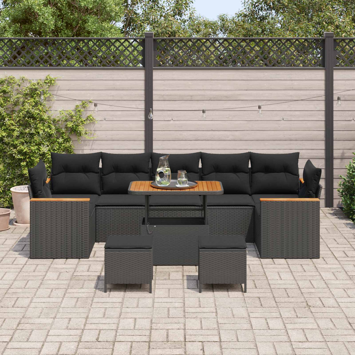 Garden Sofa Set 10 pcs Black Poly Rattan