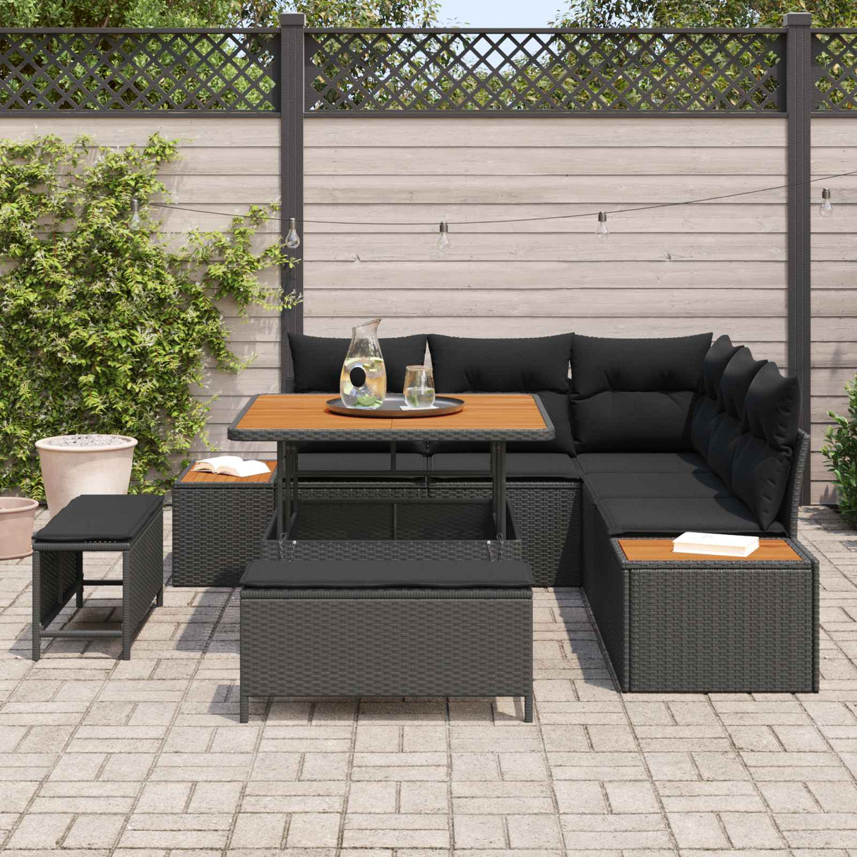 Garden Sofa Set 8 pcs Black Poly Rattan