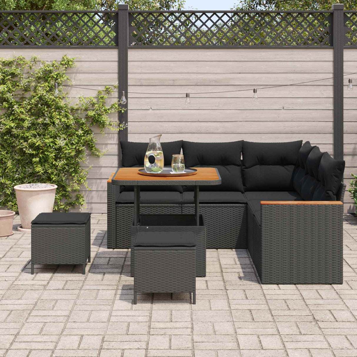 Garden Sofa Set 8 pcs Black Poly Rattan