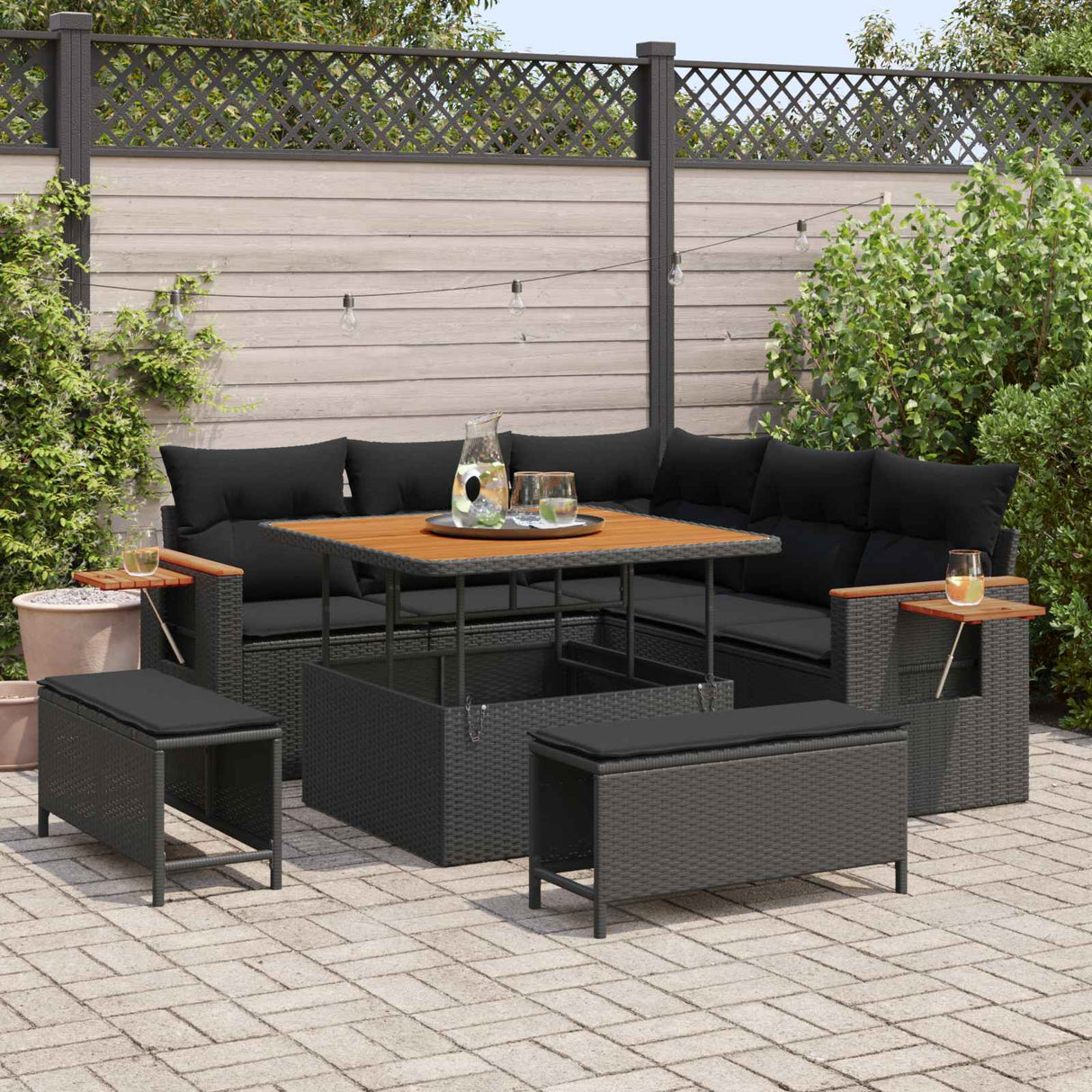 Garden Sofa Set 8 pcs Black Poly Rattan
