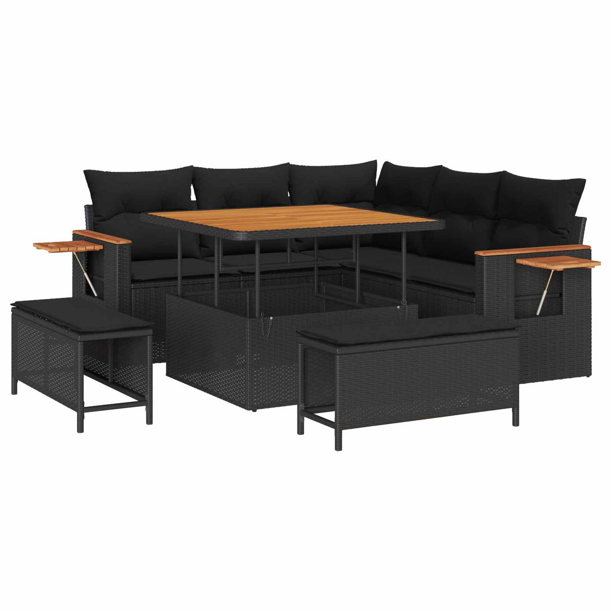 Garden Sofa Set 8 pcs Black Poly Rattan