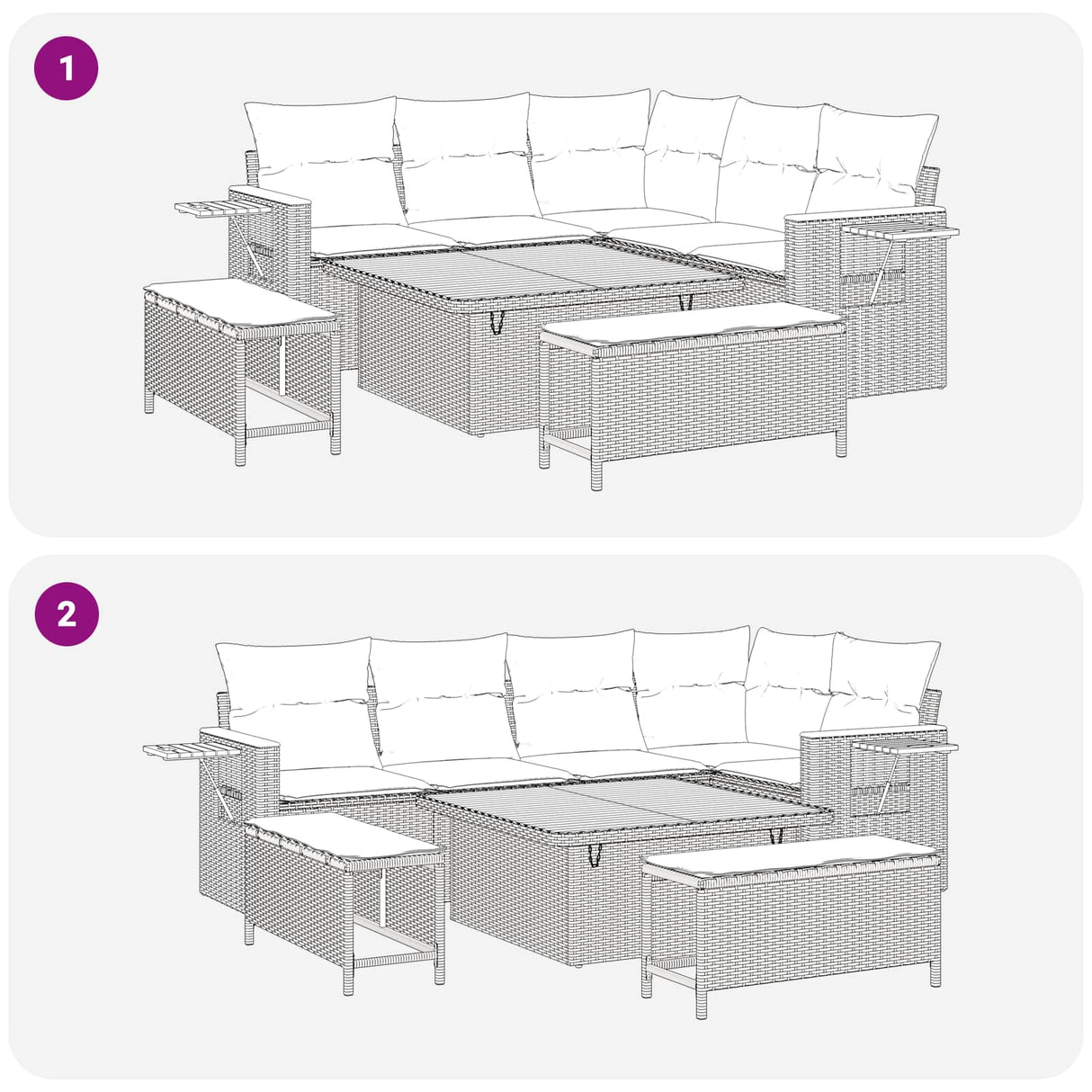 Garden Sofa Set 8 pcs Black Poly Rattan