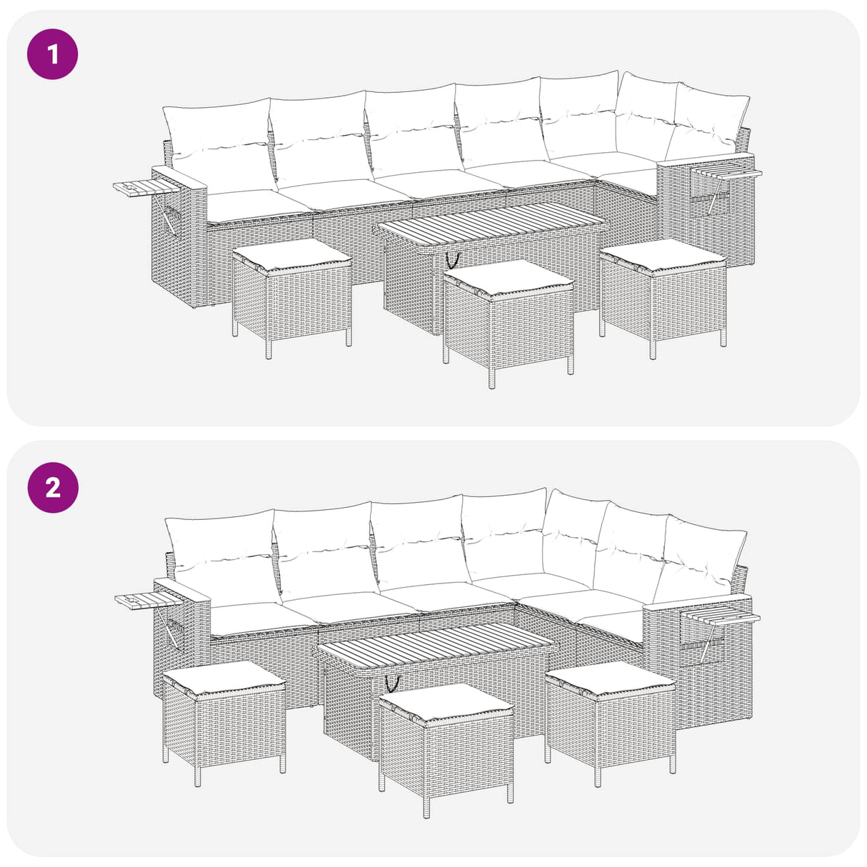 Garden Sofa Set 10 pcs Black Poly Rattan