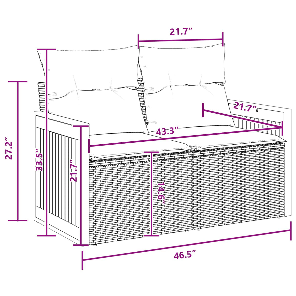 Garden Sofa Set with Cushion 14 pcs Black