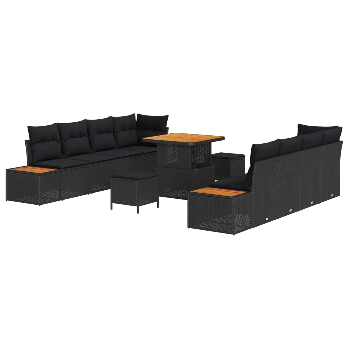 Garden Sofa Set with Cushion 11 pcs Black