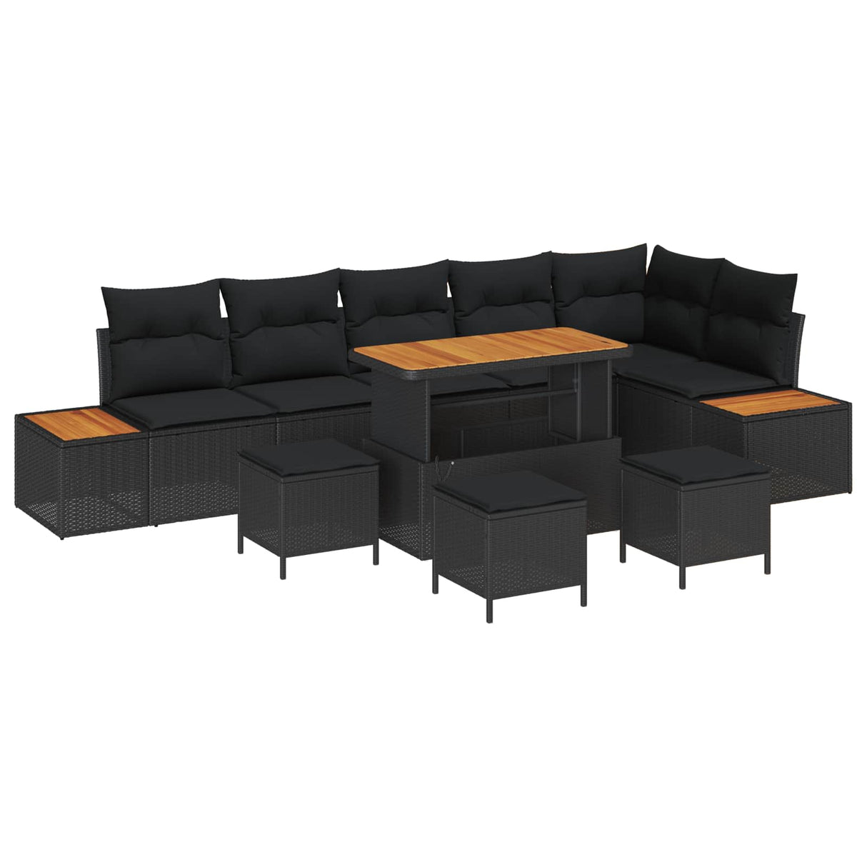 Garden Sofa Set with Cushion 10 pcs Black