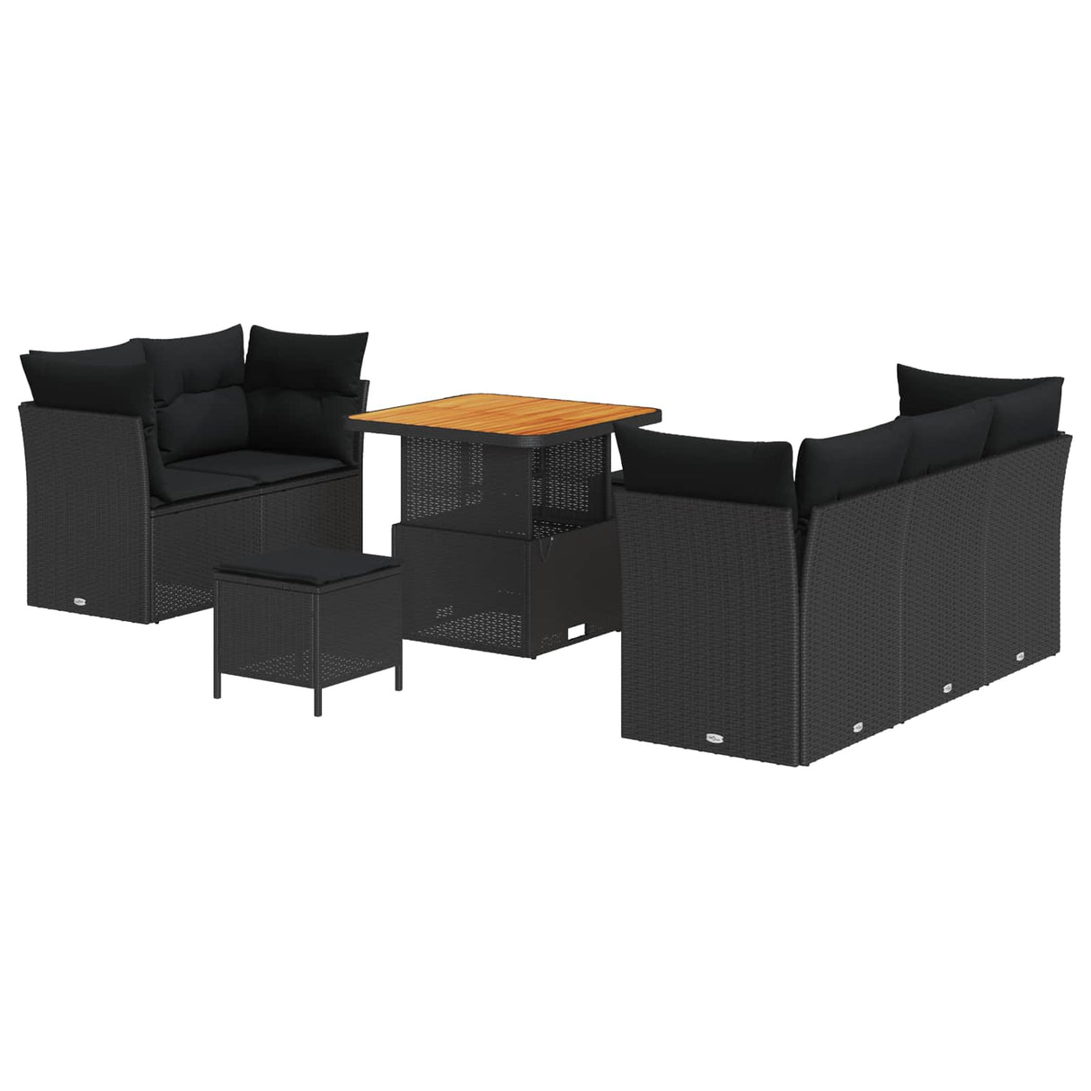 Garden Sofa Set 8 pcs Black Poly rattan and powder-coated steel