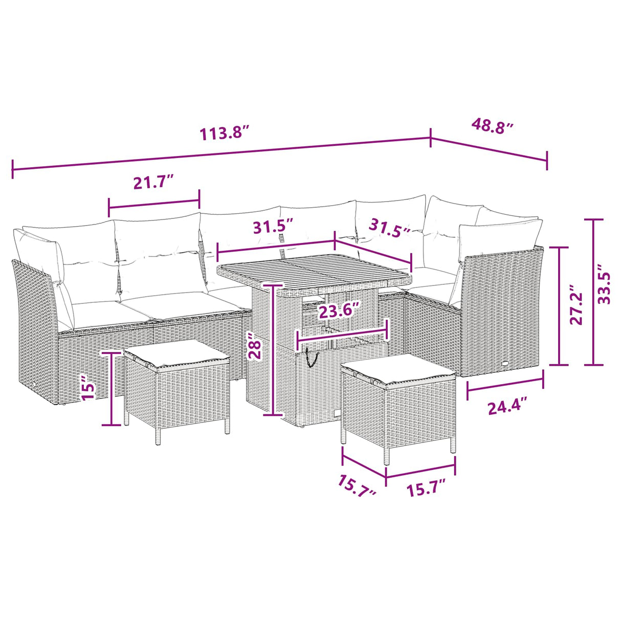 Garden Sofa Set 9 pcs Black Poly rattan and powder-coated steel