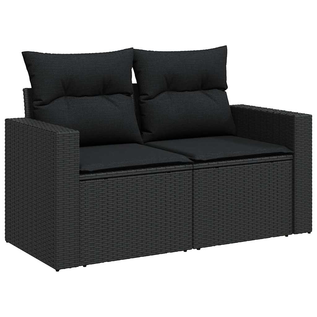 Garden Sofa Set 8 pcs Black Poly rattan and powder-coated steel