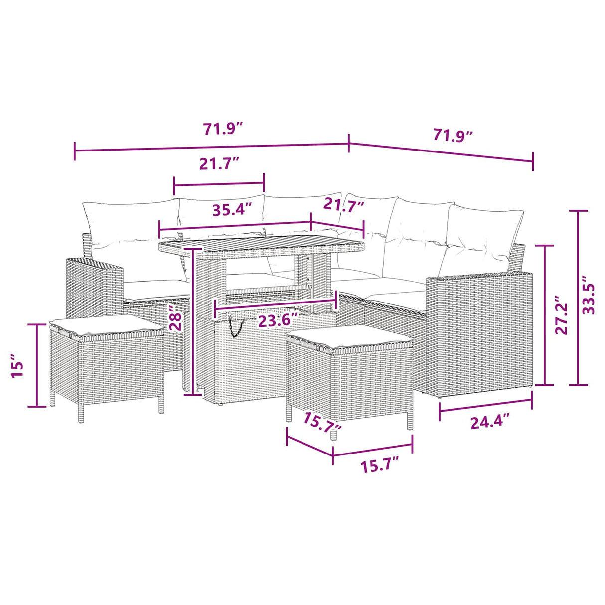 Garden Sofa Set with Cushion 9 pcs Black Poly Rattan
