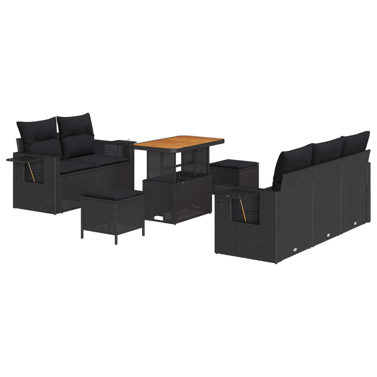 Garden Sofa Set with Cushion 10 pcs Black Poly Rattan