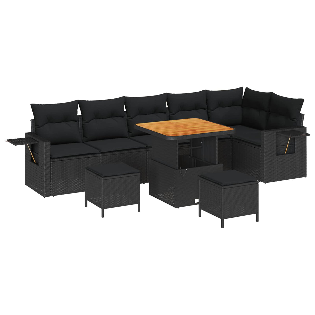 Garden Sofa Set with Cushion 11 pcs Black Poly Rattan