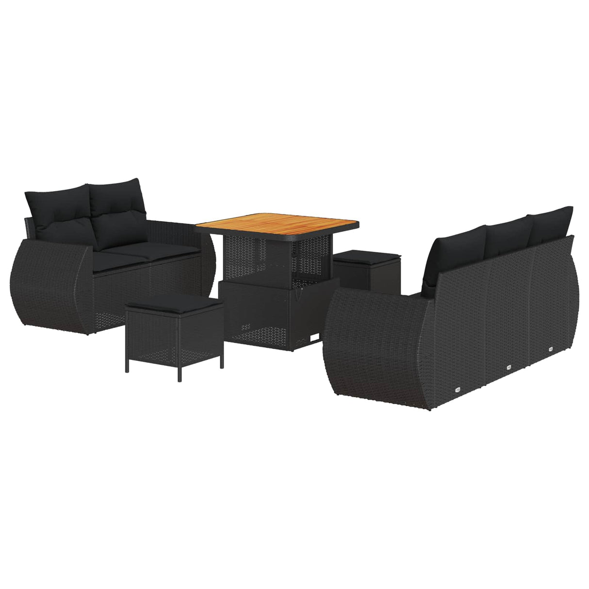 Garden Sofa Set with Cushion 8 pcs Black Poly Rattan