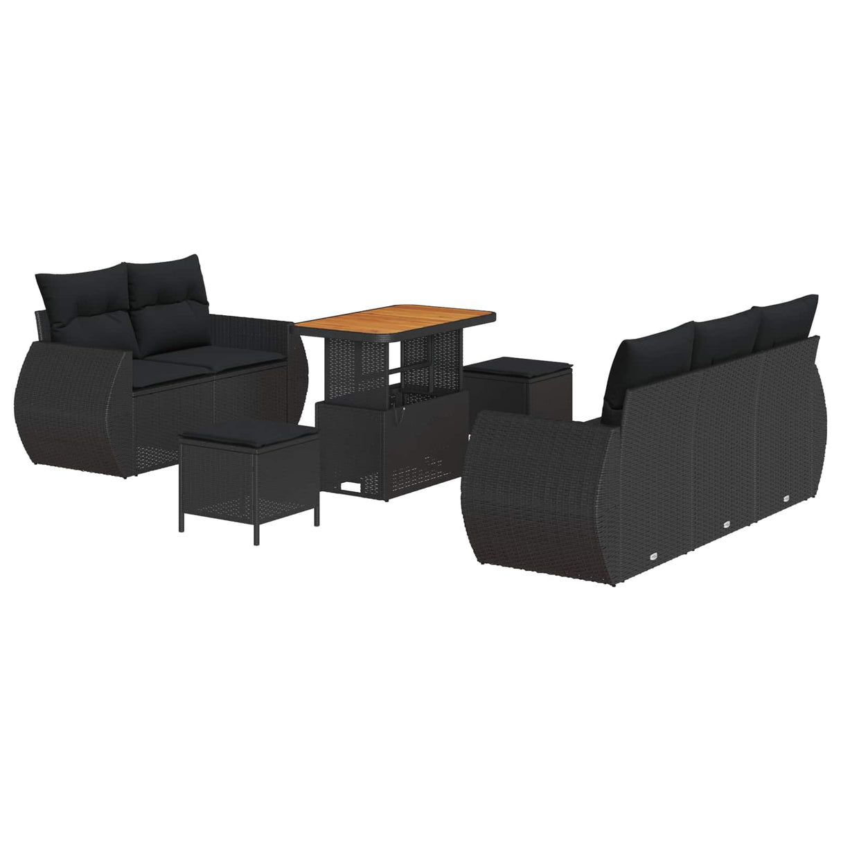 Garden Sofa Set with Cushion 8 pcs Black Poly Rattan