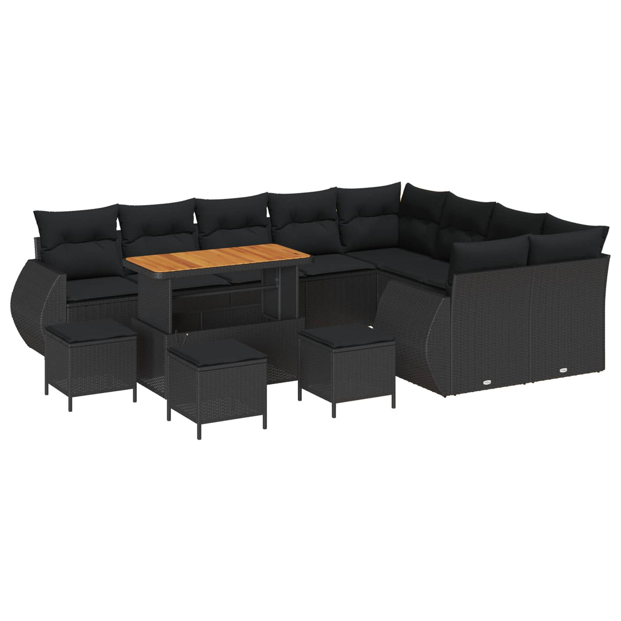 Garden Sofa Set with Cushion 13 pcs Black Poly Rattan