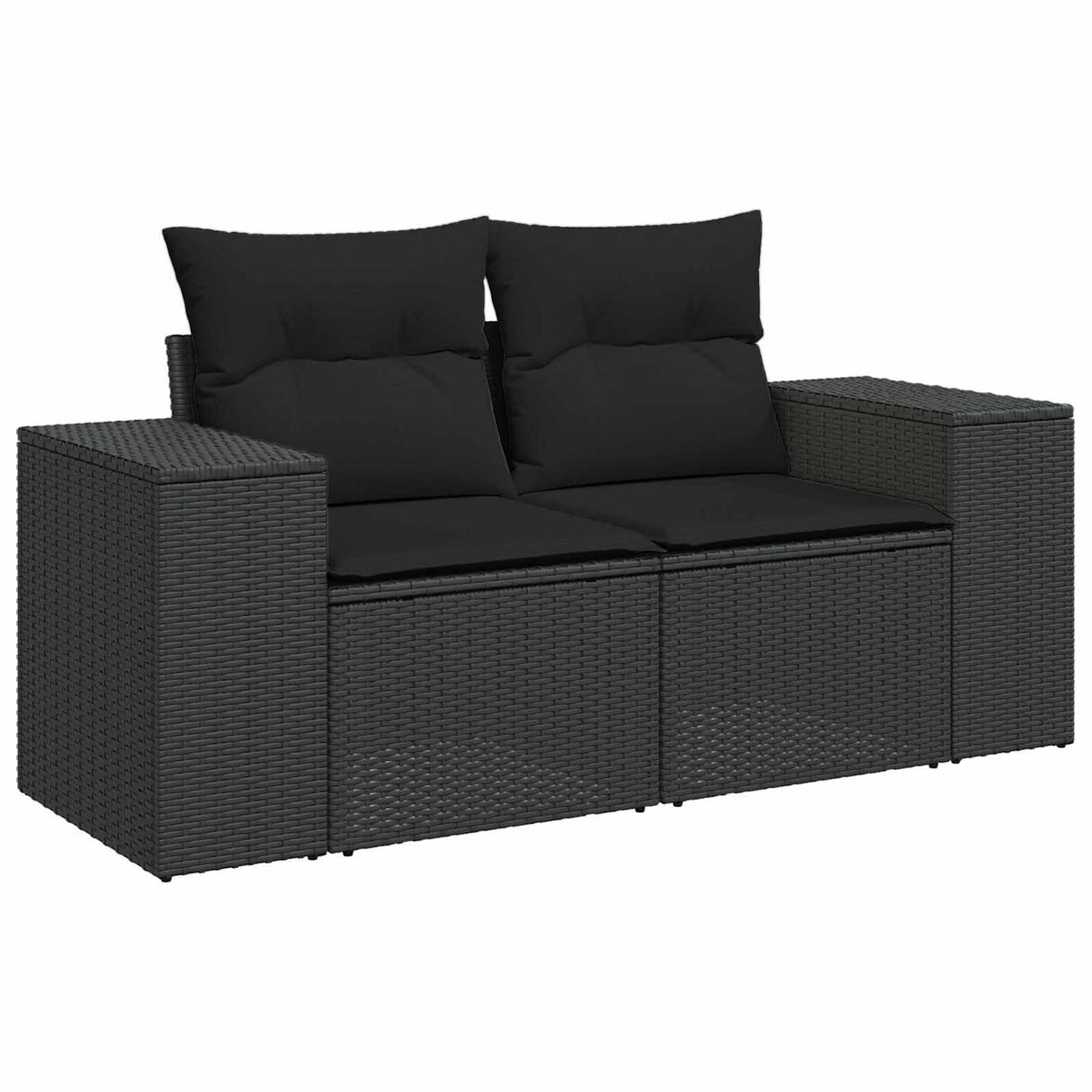 Garden Sofa Set with Cushion with Storage 10 pcs Black