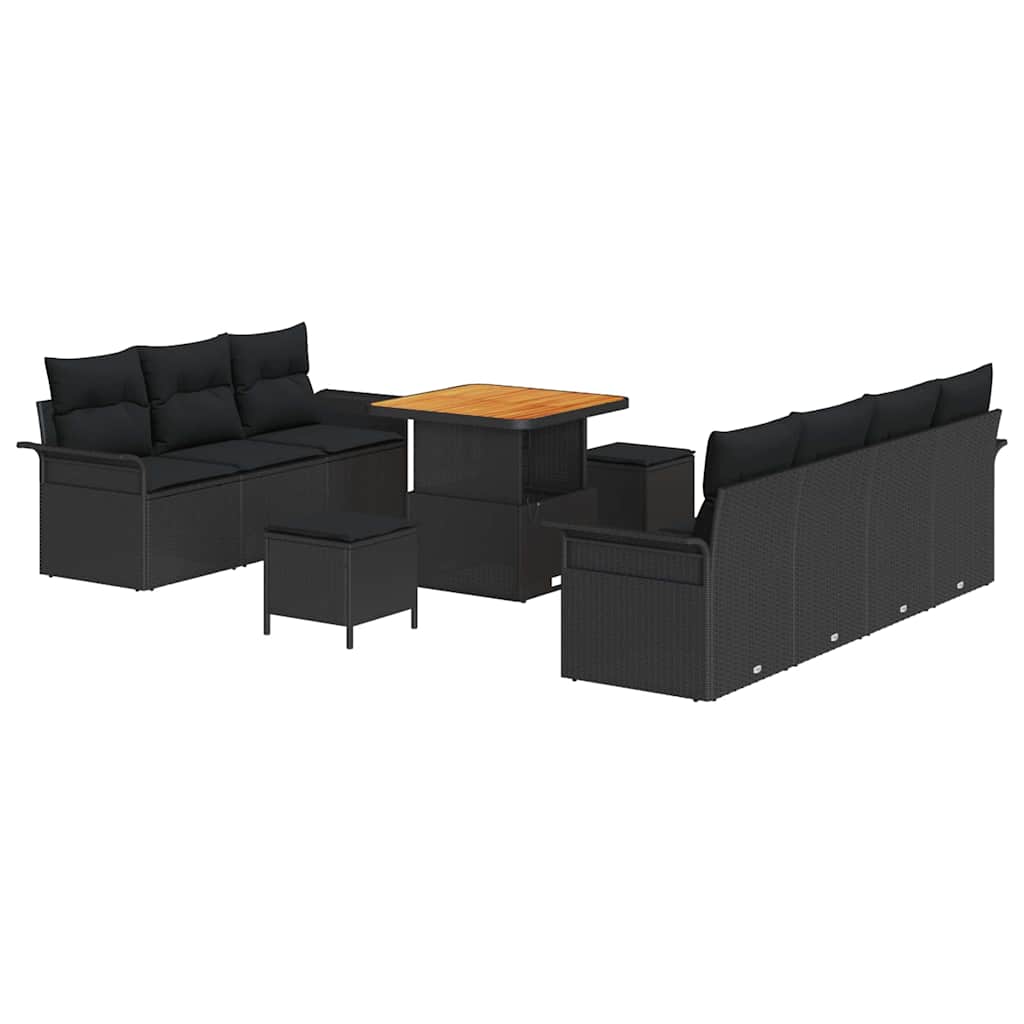 Garden Sofa Set with Cushion with Storage 10 pcs Black