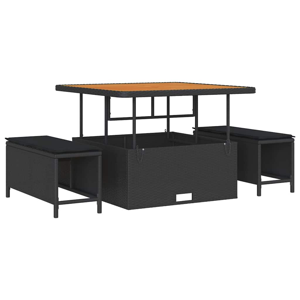 Garden Sofa Set with Cushion with Storage 8 pcs Black