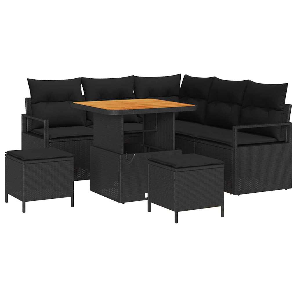 Garden Sofa Set with Cushion with Storage 8 pcs Black