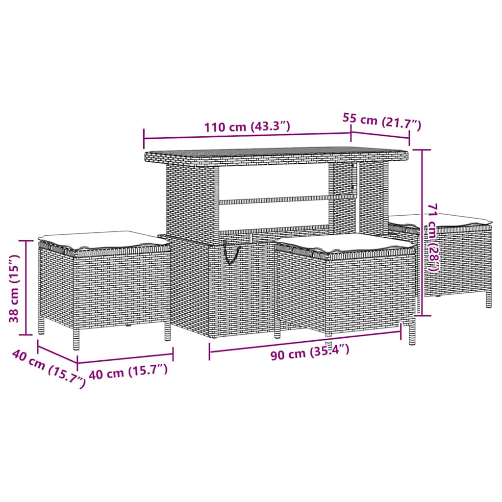 Garden Sofa Set with Cushion with Storage 9 pcs Black