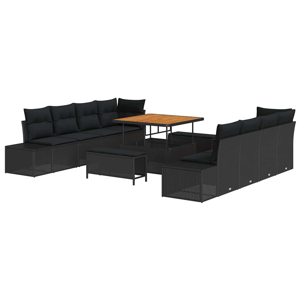 Garden Sofa Set Black 100 x 100 x 71 cm Poly rattan
