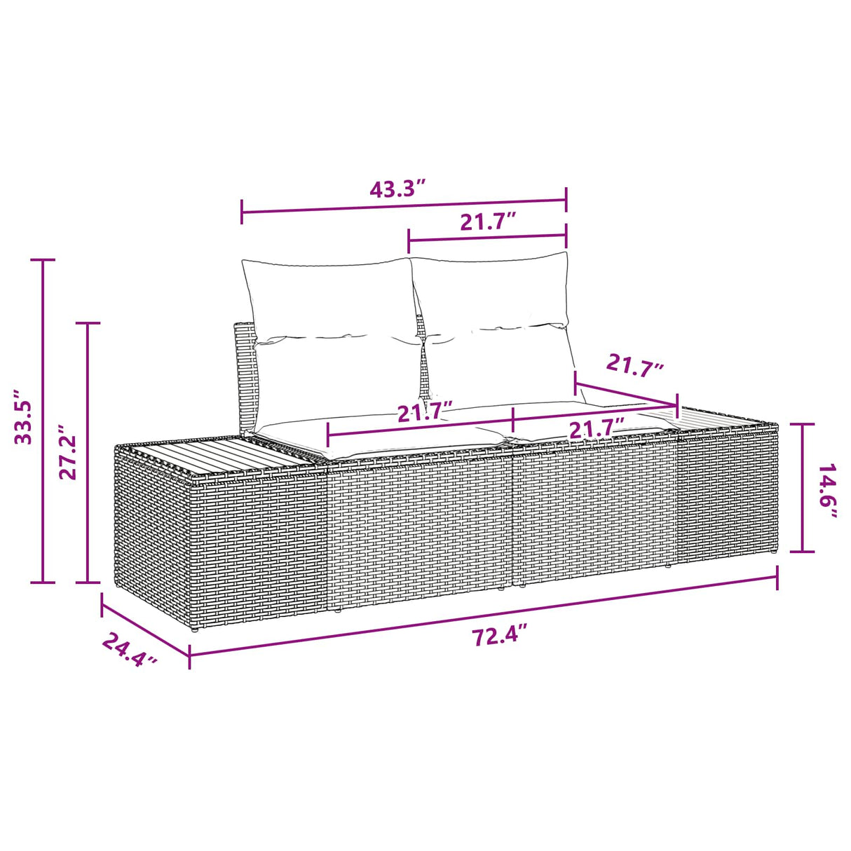 Garden Sofa Set 8 pcs Black Poly Rattan and Powder-Coated Steel