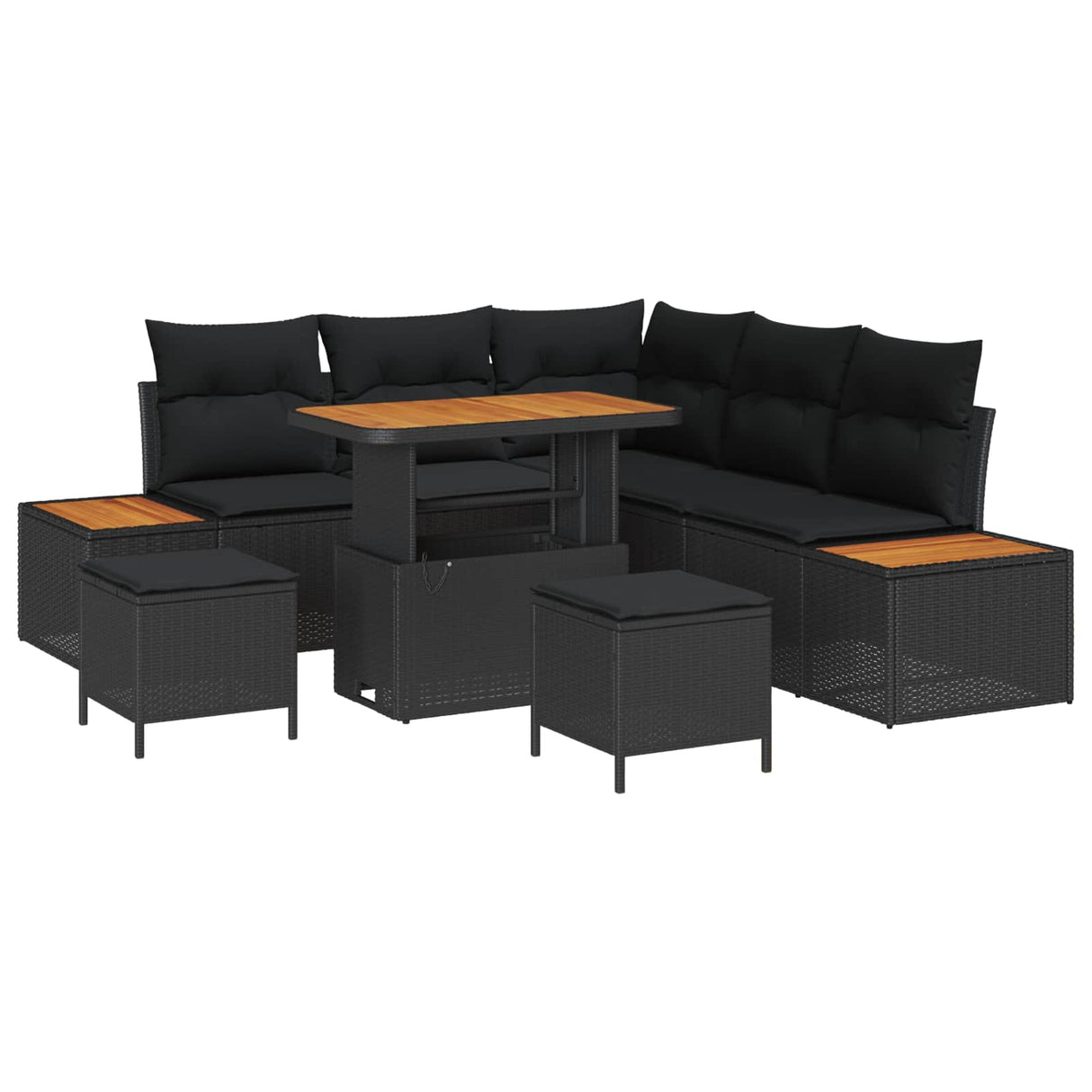 Garden Sofa Set with Cushion 8 pcs Black Poly rattan
