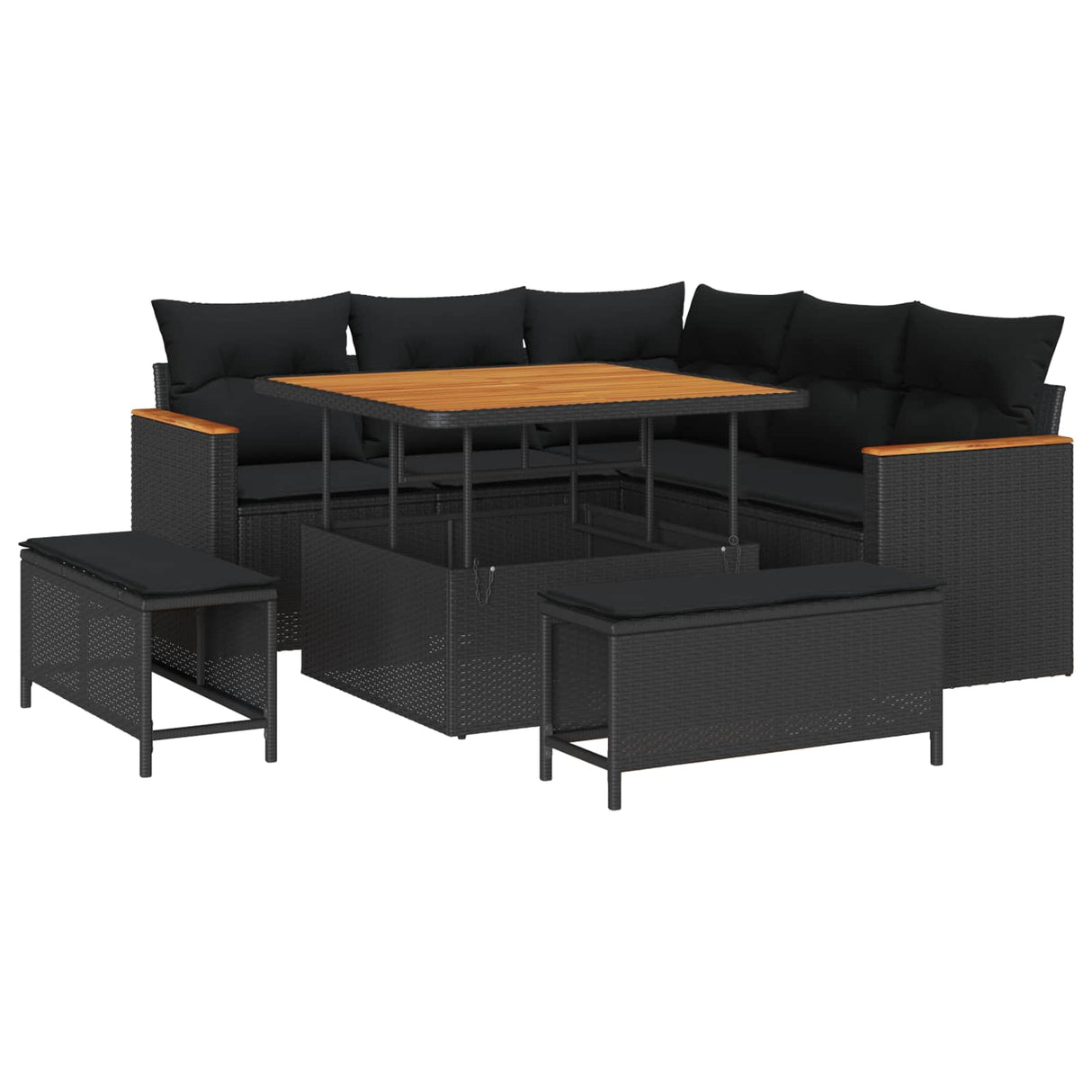 Garden Sofa Set with Cushion 8 pcs Black Poly rattan