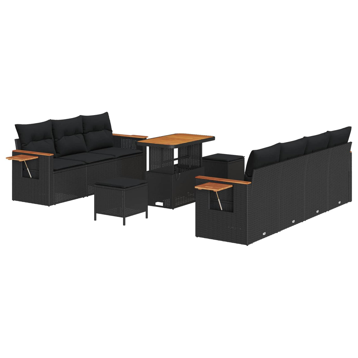 Garden Sofa Set with Cushion 13 pcs Black Poly Rattan