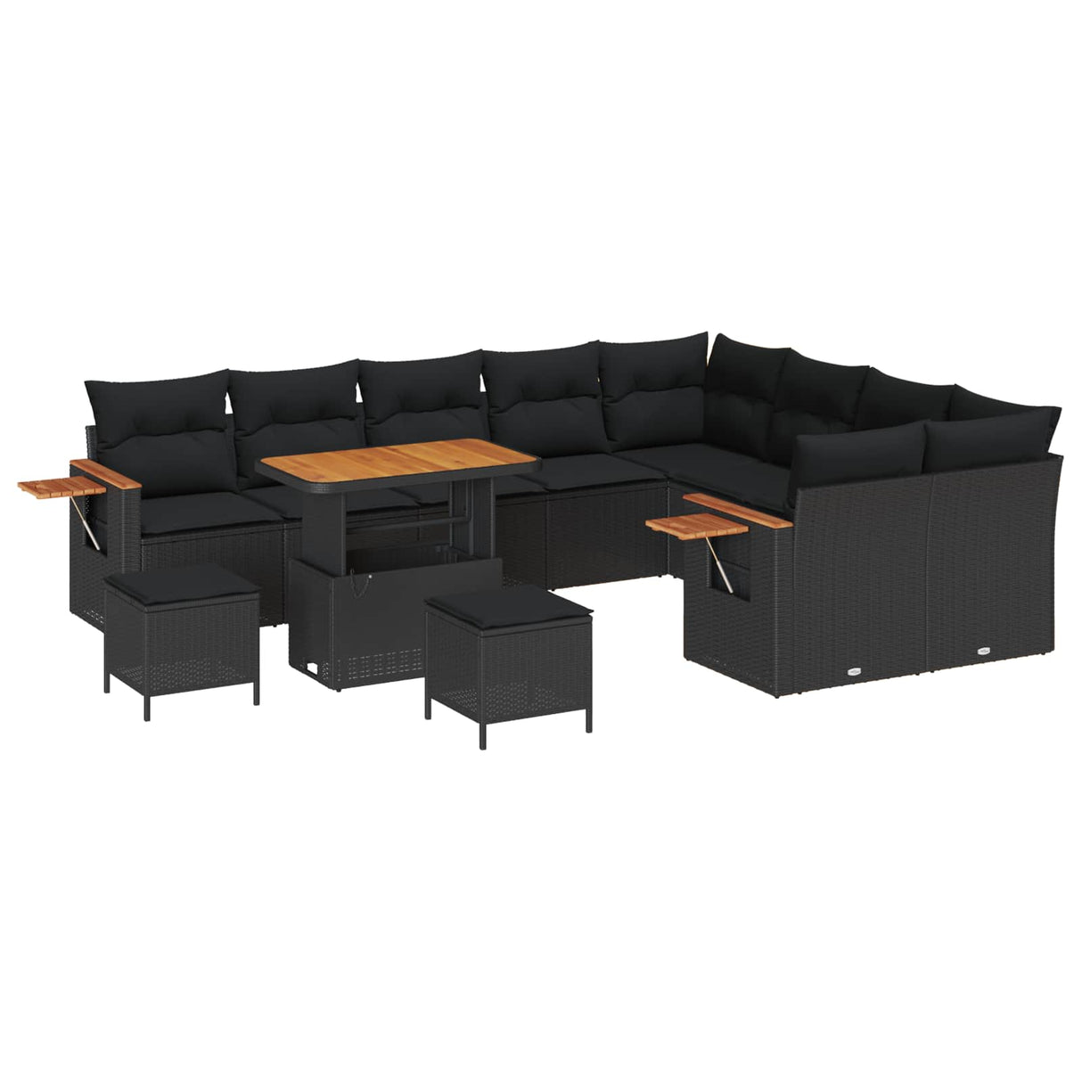 Garden Sofa Set with Cushion 13 pcs Black Poly Rattan