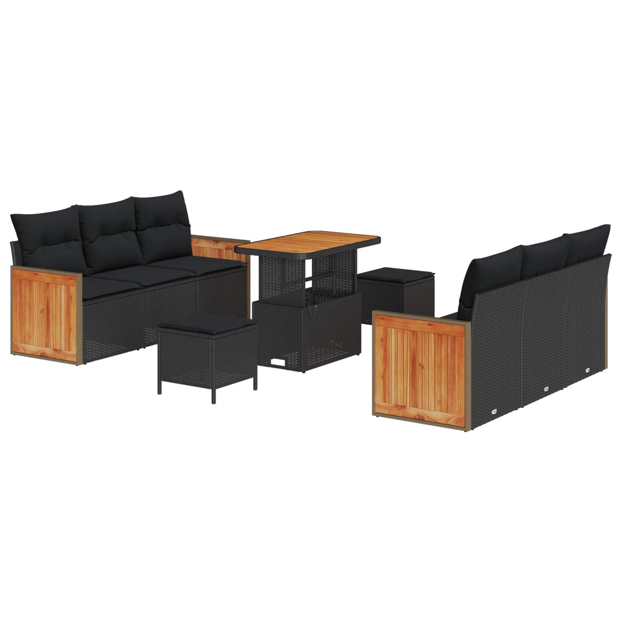 Garden Sofa Set with Cushion 11 pcs Black Poly Rattan