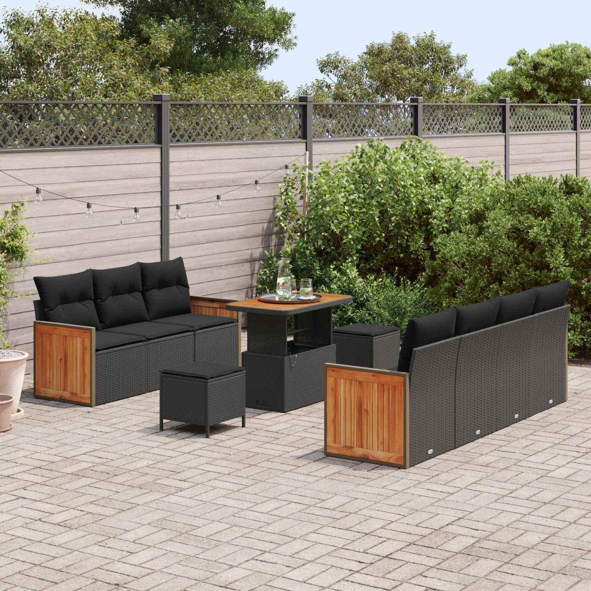 Garden Sofa Set with Cushion 13 pcs Black Poly Rattan